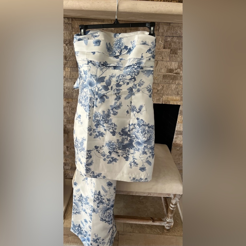 Alfred Sung blue floral dress